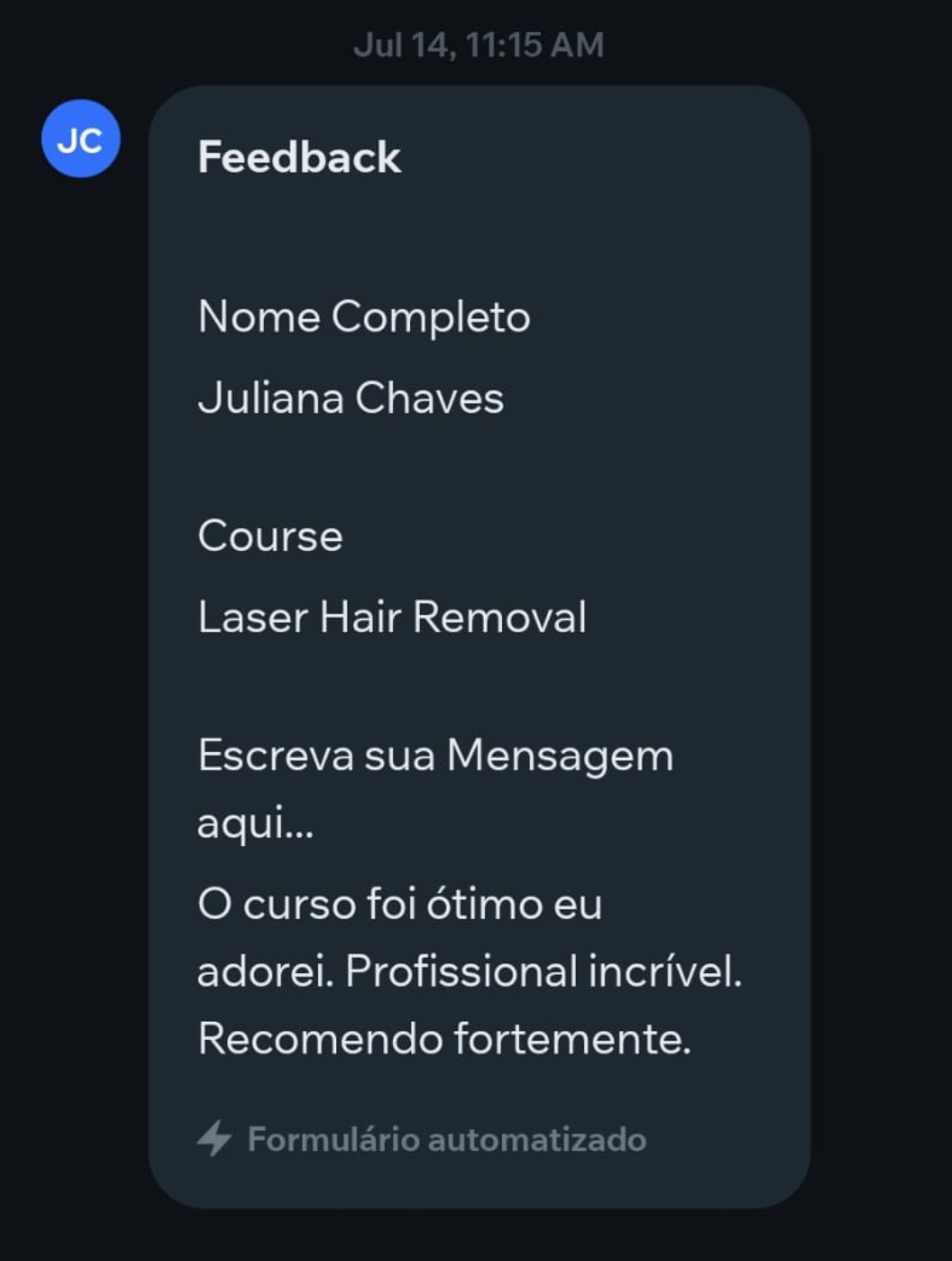 Depoimento de aluna sobre a mentoria da Monique Cruz